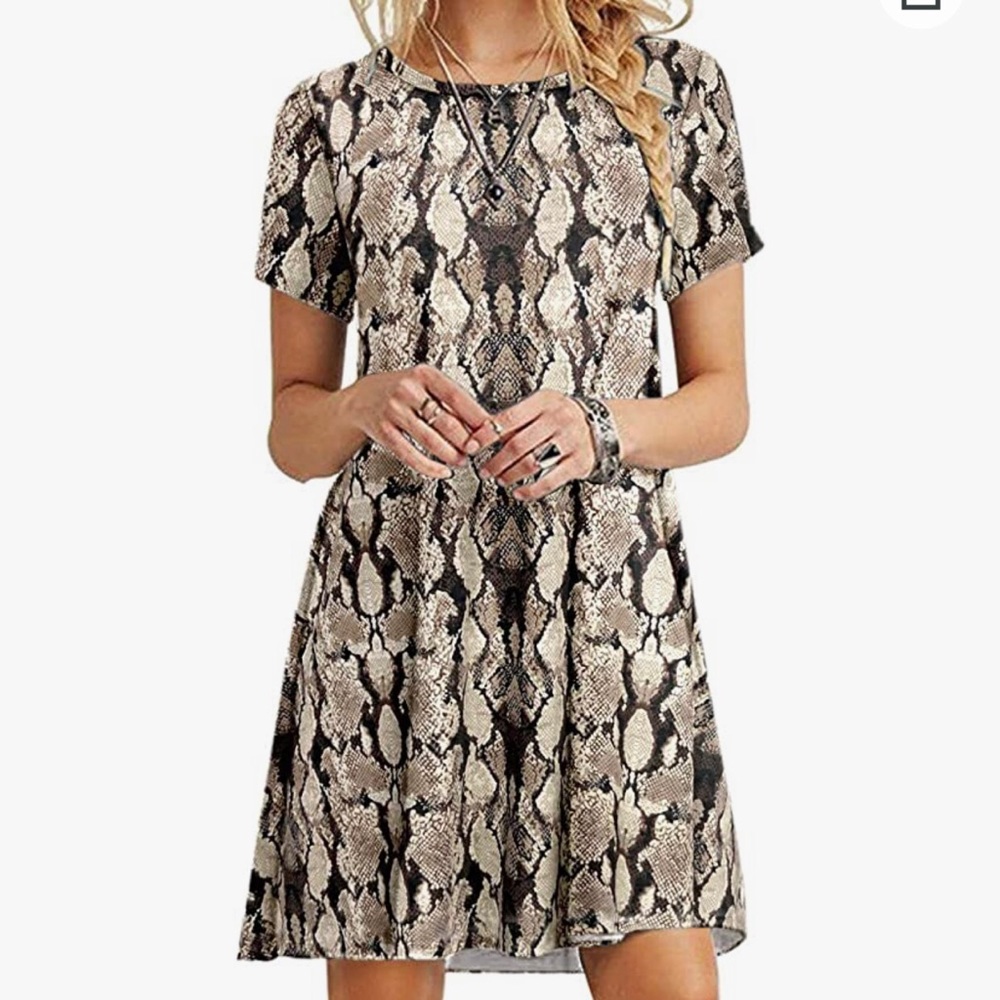 MOLERANI womens casual t shirt loose dress snake print (L)
